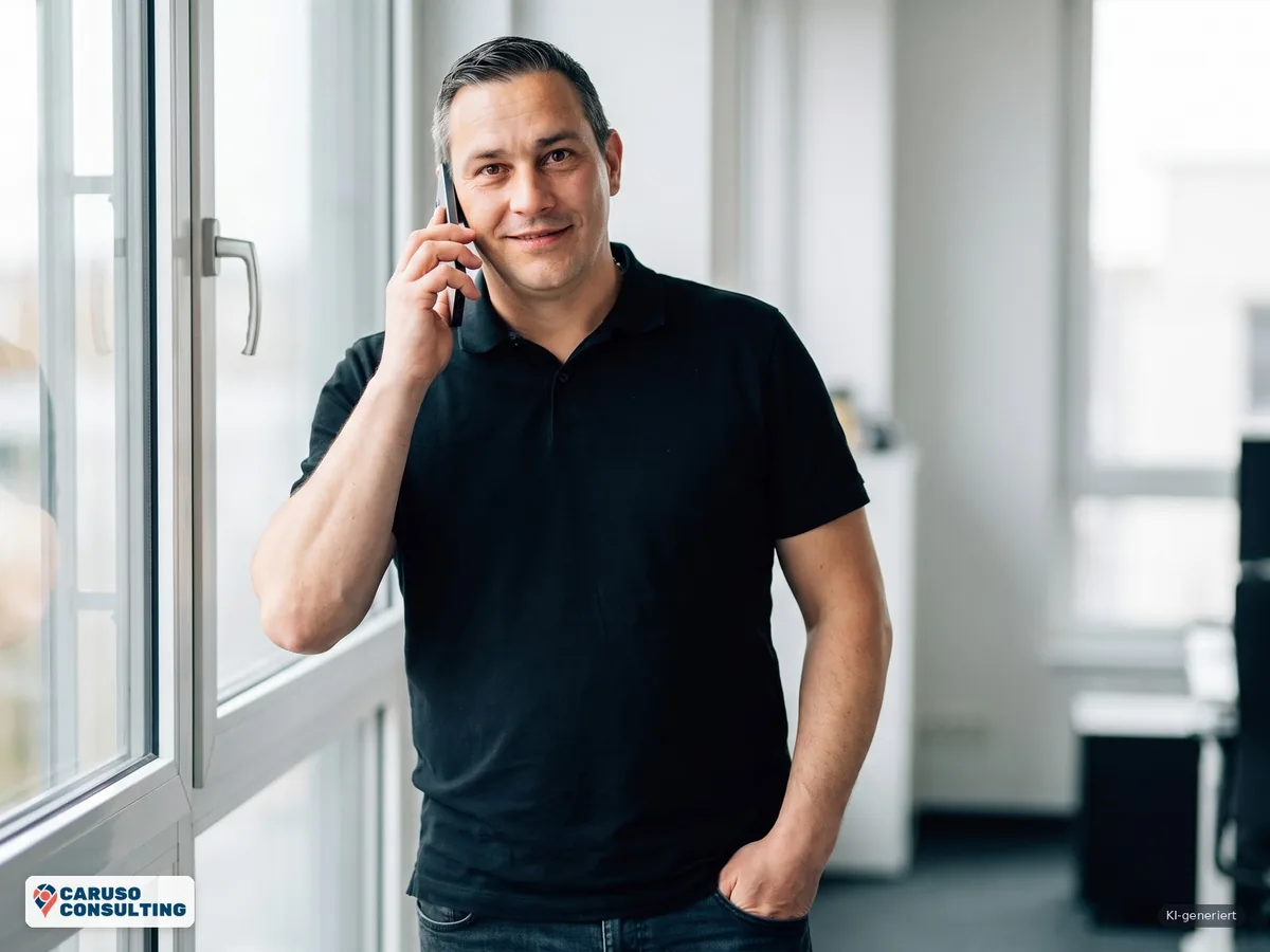 Adriano Caruso am Telefon