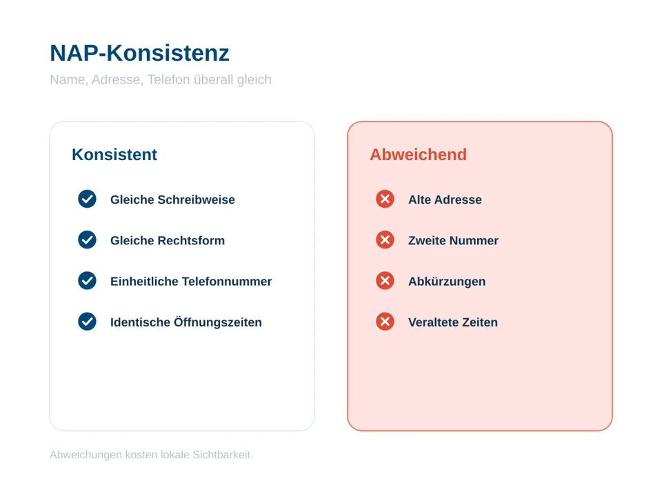 Gegenüberstellung einheitlicher und abweichender Firmendaten