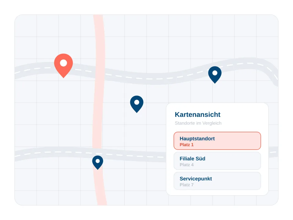Kartenansicht mit mehreren Standort-Pins